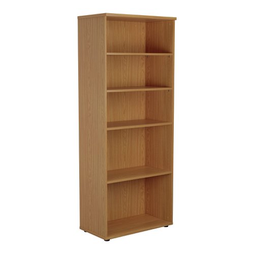 This Jemini Bookcase provides a convenient storage solution for organised office filing. Complete with four shelves, this bookcase is suitable for filing and storing lever arch and box files. The bookcase measures W800 x D450 x H2000mm and comes in a nova oak finish to complement the Jemini furniture range.