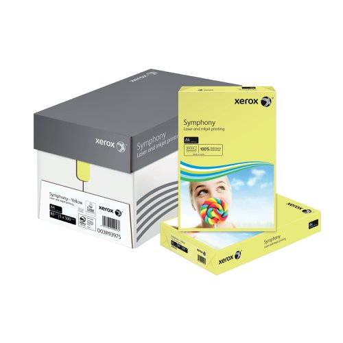 Looking to add some colour to your life? Xerox A4 Symphony Pastel Yellow Paper helps your documents stand out from the pack. Created according to the exacting standards applied to all Xerox products, it has the same smooth surface, printability and excellent opacity we have come to expect. Designed for high speed, high volume printing and compatible with all laser, inkjet and copier printers, this 80gsm paper is nothing less than the very best.