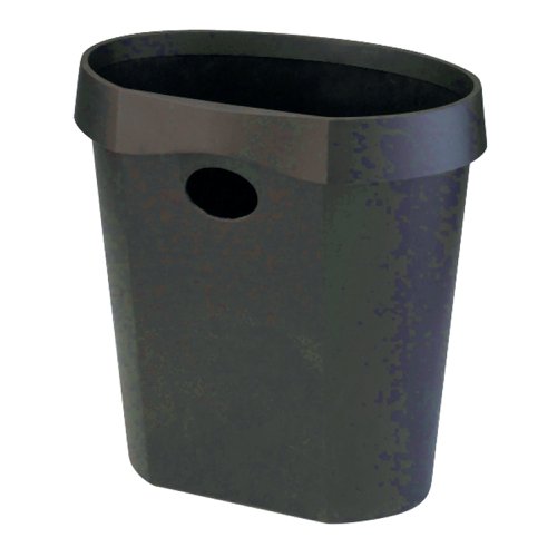 This environmentally friendly Avery DTR Eco waste bin is made from 100% recycled plastic and features an elegant oval design with an 18 litre capacity. The removable rim allows for easy emptying and keeps the liner discreetly concealed. The bin also features a space saving flat back and hand hold for easy transportation. This black waste bin measures W350 x D250 x H340mm.