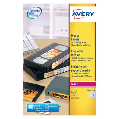 Avery Mini Data Cartridge Label 72x21.1mm White(Pack of 600) L7665-25 | Avery UK