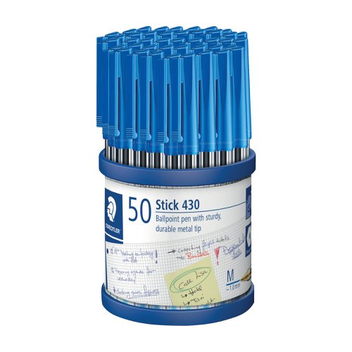 Staedtler Stick 430 Ballpoint Pen Medium Blue (50 Pack) 430-M3