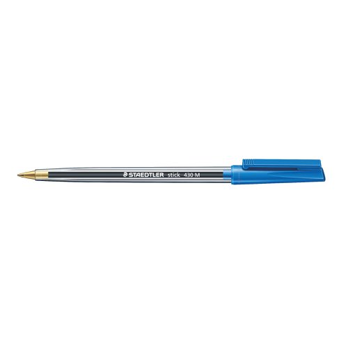 ST07387 | The Staedtler Stick Ballpoint Pen has been designed for daily use in homes, schools and offices. It features a sturdy stainless steel nib that provides a medium 0.35mm line width for a bold and clear line when writing. It features a snug-fitting cap and clip together with a comfortable hexagonal barrel for writing comfort. This pen is perfect for travelling with automatic pressure equalization that prevents ink leaking when inside an airplane cabin. These pens are supplied in a bulk pack of 50 in a Counter Display Unit.