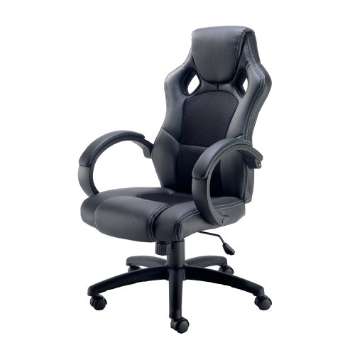 Arista Bolt Executive Racing Chair 620x670x1080-1170mm Leather Look and Mesh Back Black KF73591 | KF73591 | VOW