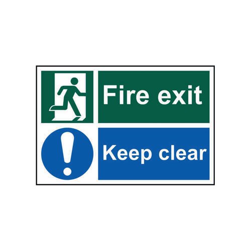 Spectrum Industrial Fire Exit Keep Clear S/A PVC Sign 300x200mm 1540 | Spectrum Industrial