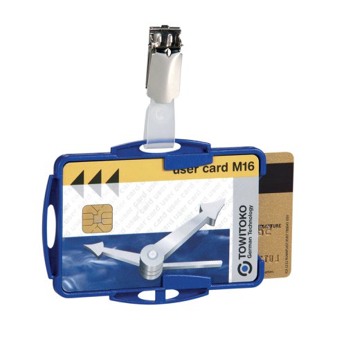 Durable ID Card Holder with Clip for 2 Cards Blue (Pack of 25) 8218/06 | DB90938 | Durable (UK) Ltd