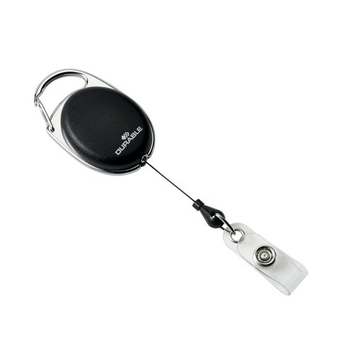 Durable STYLE Secure Retractable Clip Badge Reel for ID and Keys Black (Pack of 10) 8324/01