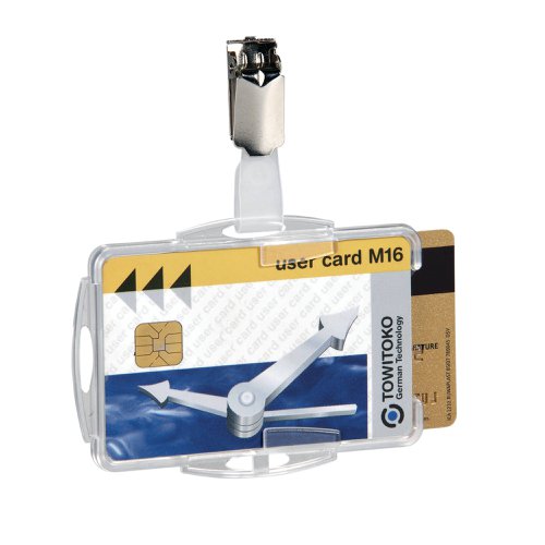 Durable ID Card Holder with Clip for 2 Cards Transparent (Pack of 25) 8218/19 | DB80505 | Durable (UK) Ltd