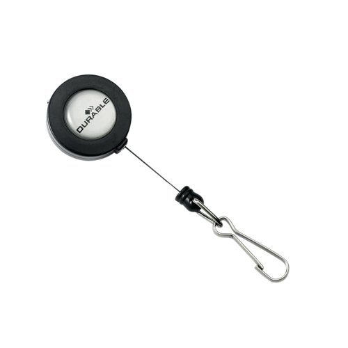 Durable Secure Retractable Clip Badge Reel for ID Cards and Keys Black (Pack of 10) 8221/58