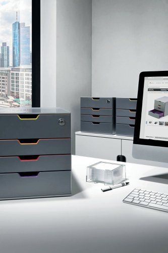 Durable VARICOLOR SAFE 4 Drawer Lockable GDPR Colour Coded Desktop Storage A4+ 760627 Drawer Sets DB70241