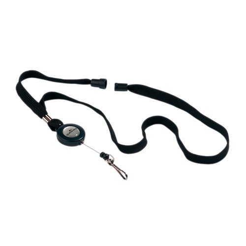 Durable Soft Breakaway Lanyard with Retractable Badge Reel Black (Pack of 10) 8223/01