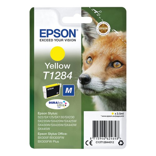 Epson T1284 Ink Cartridge DURABrite Ultra Fox Yellow C13T12844012