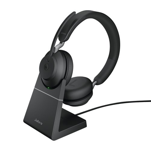 Jabra Evolve2 65 380A MS Stereo Headset Black Including Charging Stand 26599-999-989