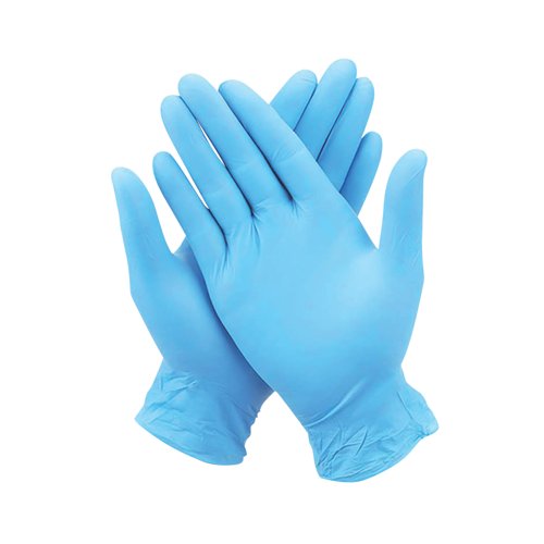 Powder Free Latex Free Nitrile Gloves Blue Medium Pack of 100 WX07356