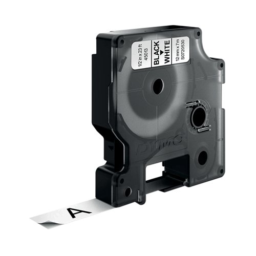 Dymo Original D1 Label Cassette – 12mm X 7m, Black On White (Model 45013)