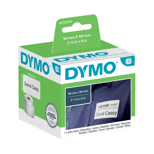 Dymo Labelwriter Labels Name Badge and Shipping 54x101mm 99014 S0722430 [Pack 220]