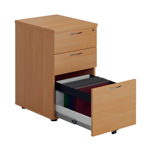 First 3 Drawer Under Desk Pedestal 404x500x690mm Beech KF90261