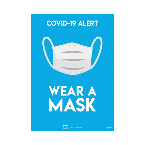 Avery Wear A Mask Poster A4 (2 Pack) COVWMA4 General Safety Signs AV14203