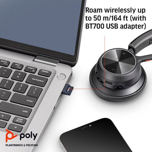 Poly Voyager 4320 Wireless Binaural USB-A Headset MS Teams Certified + BT700 Dongle 77Y98AA