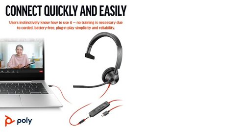 Poly Blackwire 3315 Monaural 3.5mm + USB-C/A Headset 8X217AA