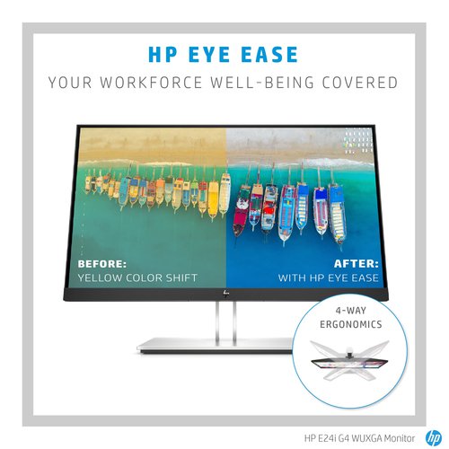 HP E-Series E24i G4 61 cm (24 Inch) 1920 x 1200 pixels WUXGA Black/Silver | HP9VJ40AAABU | HP