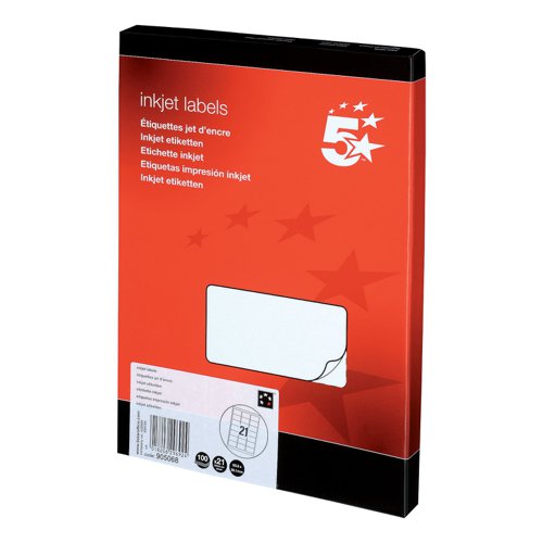 5 Star Office Addressing Labels Inkjet 63.5x38.1mm White (Pack of 2100) | FS905068 | VOW