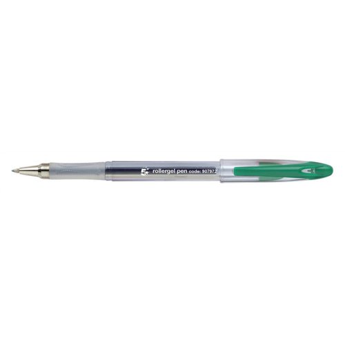 FS907972 | 5 Star Office high quality gel rollerball pens with smooth quick drying ink preventing smears and smudges. Complete with rubber grip for comfortable writing. The clear shatterproof barrels allow for monitoring ink levels. Clear ventilated cap with ink colour indicating nib protector and clip.