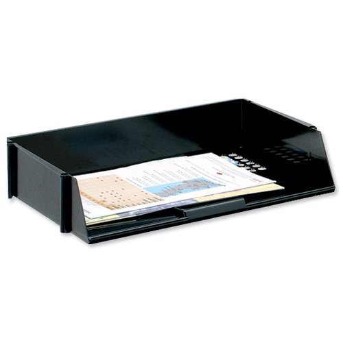 5 Star Office Letter Tray Wide Entry High-impact Polystyrene Stackable Black