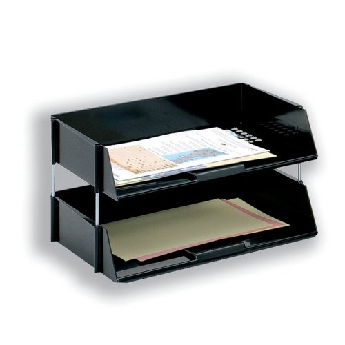 5 Star Office Letter Tray Wide Entry High-impact Polystyrene Stackable Black | VOW