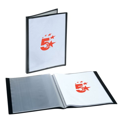 5 Star Office Display Book Personalisable Cover Polypropylene 40 Pockets A4 Black | VOW