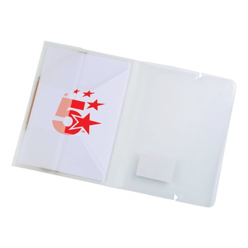 5 Star Office 3 Flap Elasticated File Polypropylene A4 Translucent (Pack of 5)