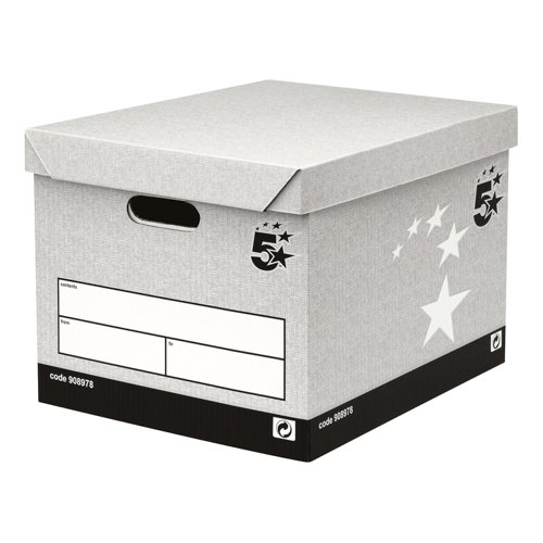 5 Star Facilities Storage Box and Lid Self-Assembly 336x391x285mm (Pack of 10)