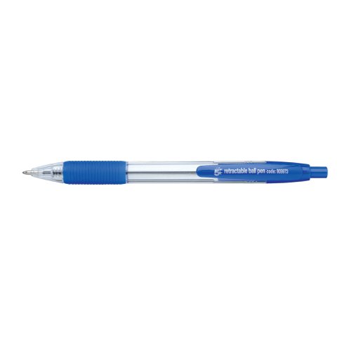 FS909973 | 5 Star Office Retractable Grip ball pens are designed for high quality writing, suitable for offices, schools and home writing. Smooth flowing long lasting ink means they can be used for archival material without fading. Clear shatterproof barrel allows for viewing ink usage with colour coded clip and pen top to match the ink. Ribbed rubber finger grip for additional comfort.