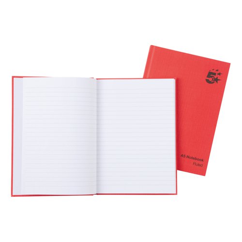 5 Star Office Manuscript Notebook Casebound 70gsm Ruled 192pp A5 Red (Pack of 5) | VOW