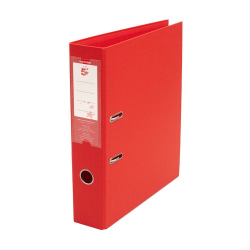 5 Star Office Premium Polypropylene Lever Arch File Foolscap Red (Pack of 10) | VOW