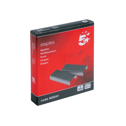 5 Star Office Staples 23/12 (Pack of 1000) | FS920241 | VOW