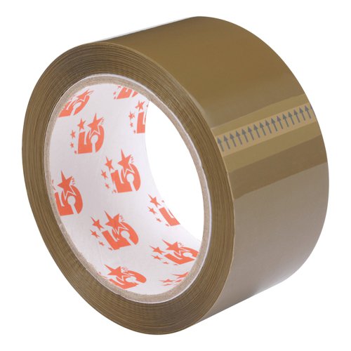 5 Star Office Packaging Tape Low Noise Polypropylene 48mmx66m Buff Pack Of 6