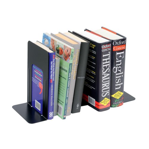 5 Star Office Bookends 180mm Metal Heavy Duty 7 Inch Black (Pack of 2)