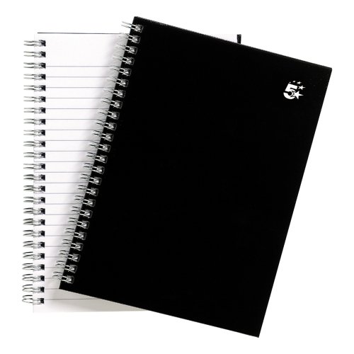 5 Star Office Notebook Wirebound 80gsm Ruled 140pp A5 Black (Pack of 5) | VOW