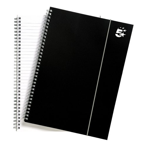 5 Star Office Notebook Wirebound Polypropylene 80gsm Ruled 160pp A4 Black (Pack of 6) | VOW