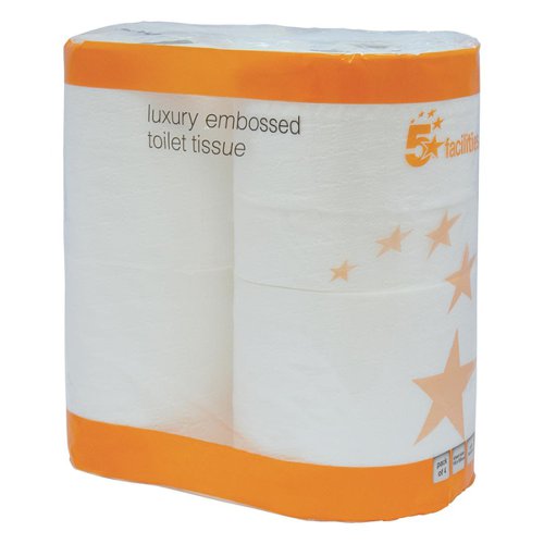 5 Star Facilities Luxury Toilet Rolls 1-Ply 120x96 White (Pack of 10)