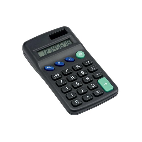 5 Star Office Pocket Calculator 8 Key Display Solar and Battery Power 63x17x113mm Black