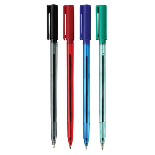 FS938017 | 5 Star Elite Ballpoint pens are manufactured from high quality tinted shatterproof plastic with a silver nickel tip and tungsten ball. Smooth long lasting oil-based ink means that they are ideal for archival material giving fade resistance. Suitable for office, school and home writing. Complete with ventilated caps for additional safety.