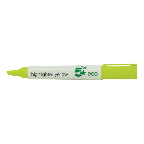 5 Star Eco Highlighter Chisel Tip 1-5mm Line Yellow (Pack of 10)