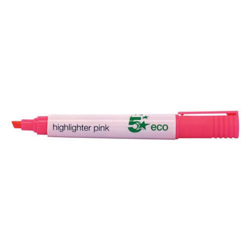 5 Star Eco Highlighter Chisel Tip 1-5mm Line Pink (Pack of 10)