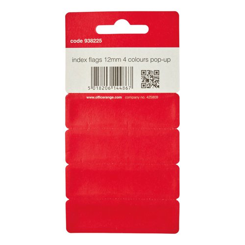 FS938225 | 5 Star Office Index Flags are positionable film tabs that are ideal for highlighting and indexing important information on your documents. This pack contains four different solid colour flags (yellow, green, red and blue) in their own dispensers from which the flags can easily be removed one at a time. The flags have a water based adhesive that will stick to virtually any surface but does not leave any residue, but enable you reposition the flags.