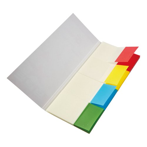 FS938233 | 5 Star Office Re-Move Index Page Markers are positionable film tabs that are ideal for highlighting and indexing important information on your documents. This pack contains four different coloured markers (red, yellow, blue and green) on a card backing with card cover, from which the flags can easily be removed one at a time. The flags have a water based adhesive that will stick to virtually any surface but does not leave any residue, but enable you reposition the flags.