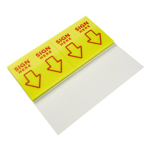 FS938241 | 5 Star Office Sign Here Index Flags are positionable film tabs that are ideal for highlighting on your documents where signatures are required. This pack contains 4 sets of flags with the words Sign Here printed on them in a wraparound cardboard cover from which the flags can easily be removed one at a time. The flags have a water based adhesive that will stick to virtually any surface but does not leave any residue, but enable you reposition the flags.