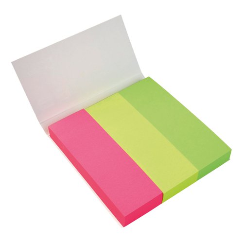 5 Star Office Index Neon Paper Page Markers 25x76mm 100 Sheets per Pad Assorted