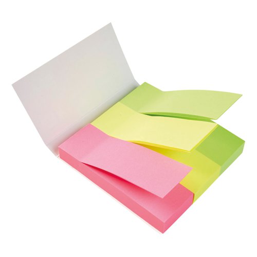 5 Star Office Index Neon Paper Page Markers 25x76mm 100 Sheets per Pad Assorted