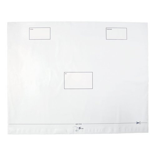 5 Star Elite Envelopes Waterproof Polythene Peel/Seal Opaque 590x430mm 50mm Flap (Pack of 100)